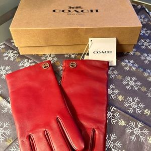 Coach Cherry leather tech gloves. 7.